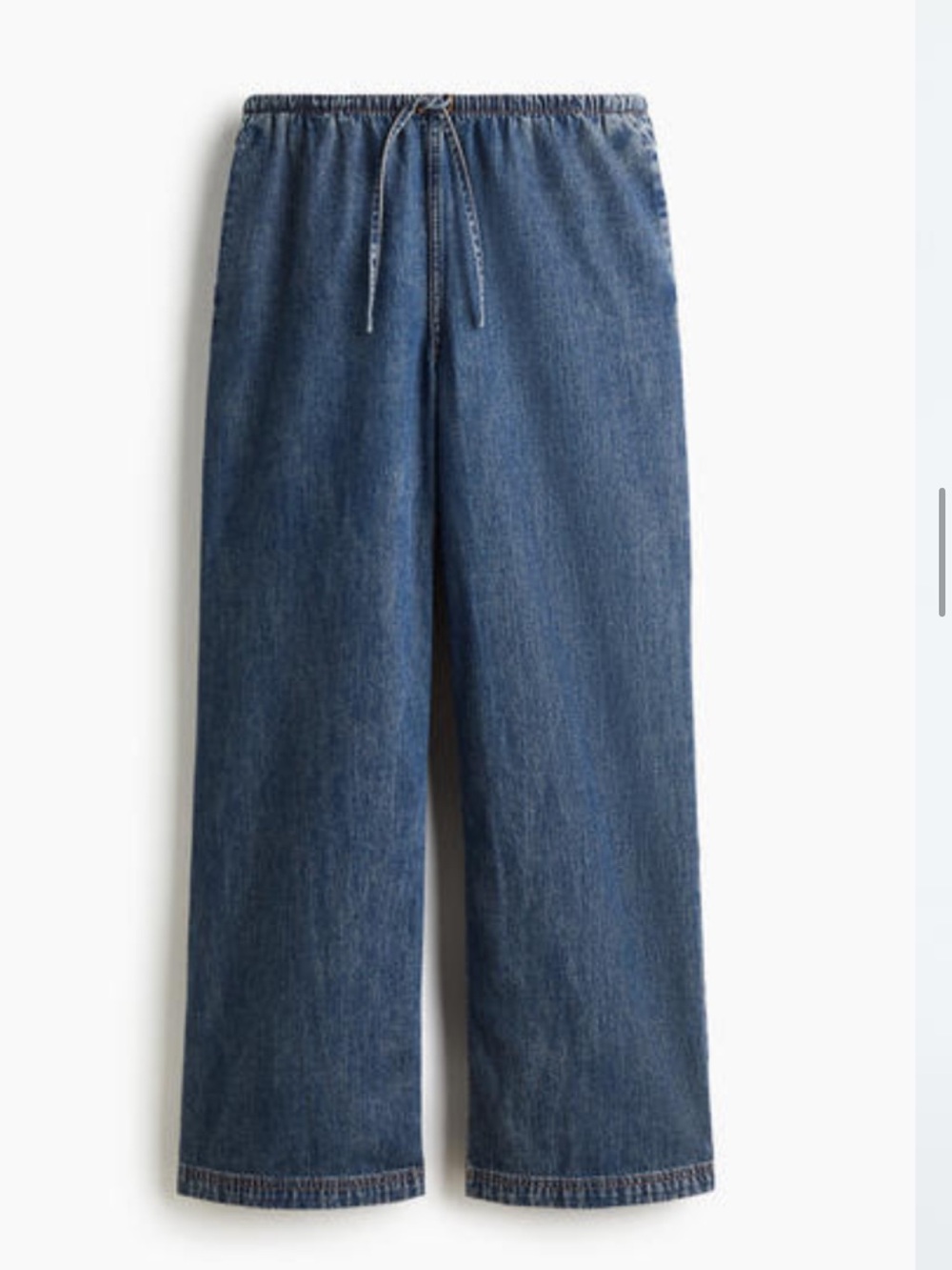 H&M Womens Relaxed Wide-Leg Jeans in Blue